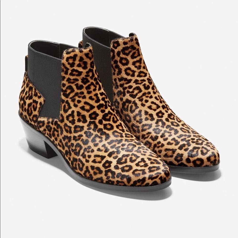 NWT Cole Haan Grand Series Gia Bootie Printed Haircalf Bootie Leopard